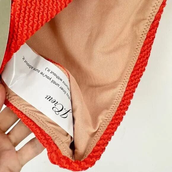 NWT J. Crew Retro Scrunchie Low Rise Hipster Bikini Swim Bottom XL Red Scarlet - Picture 10 of 15